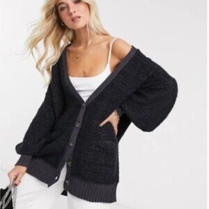 Free People Snow Drop Cardigan – Charcoal Gray – Size Small – Wool Alpaca Blend